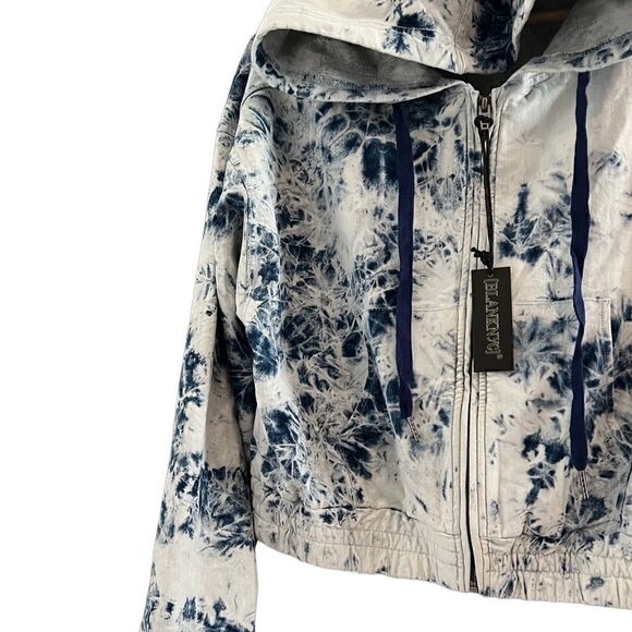 Blank NYC Blue Tie Dye Long Sleeve Zip Up Hoodie Jacket Size Large NWT - Picture 9 of 14